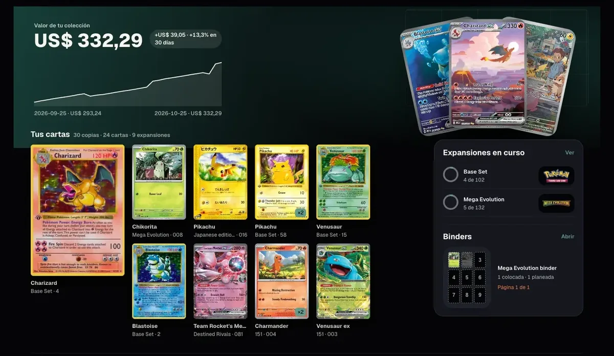 Colección en la web de SuperRod Dex con el valor y la evolución de 30 días
